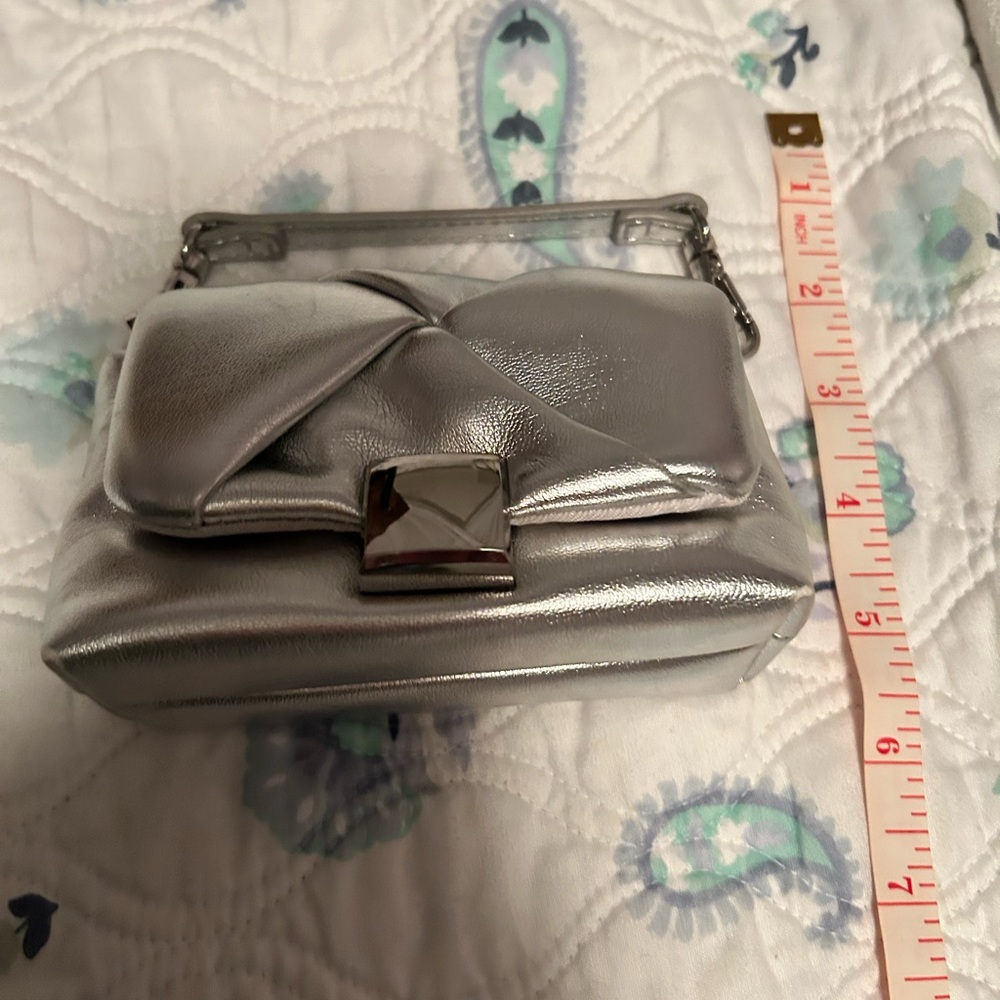 A New Day Silver Clutch with Chain Strap